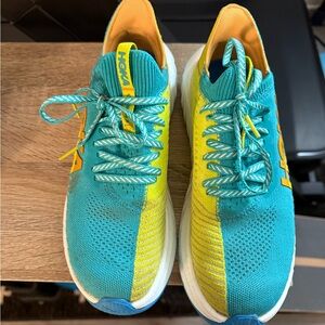 Hoka Turquoise and Yellow Athletic Shoes